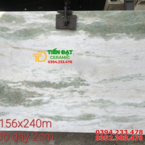 Đá Marble Khổ To 156x240 Vân Trắng Xanh Cao Cấp 