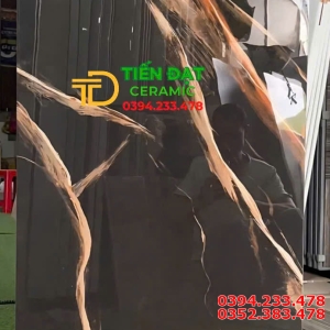 Đá Nhập Khẩu 80x160 Ốp Mặt Tiền Đen Vàng Mẫu Mới