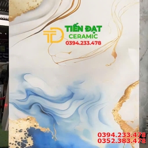 Gạch 60x120 Khổ Lớn Ốp Tường Xanh Trắng Nhũ Vàng