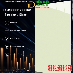 Gạch Ấn Độ Cao Cấp 60x120 Lát Nền Vân Xanh Trơn 