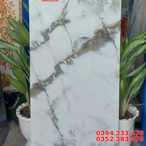Gạch Bóng Kiếng 60x120 Trắng Vân Xám Giả Đá