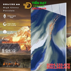 Gạch Bóng Kiếng 60x120 Xanh Trắng Ngọc Thạch