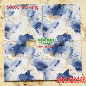 Gạch Bóng Kiếng Ánh Kim 60x60 TQ Vân Vàng Trắng Xanh