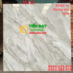 Gạch Bóng Kiếng TQ 80x80 Vân Xám Khắc Kim Mới Nhất