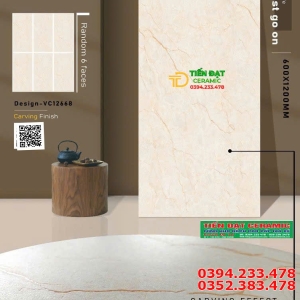 Gạch Cao Cấp 60x120 Lát Nền Vân Vàng Mờ Matt Carving