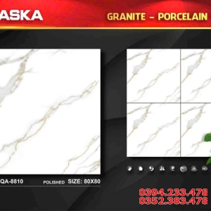 Gạch Cao Cấp 80x80 Trắng Vân Vàng Vi Tinh