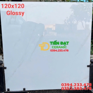 Gạch Đá 120x120 Bóng Kim Cương Xả Kho Trắng Vân Nhẹ