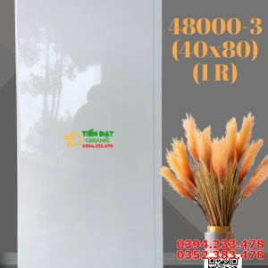 Gạch Đá Bóng Kiếng 40x80 Trắng Trơn TQ Cao Cấp