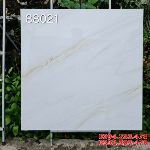Gạch Đá Bóng Kiếng 80x80 Trắng Vân Vàng Kim Cương
