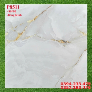 Gạch Đá Bóng Kiếng 80x80 Vân Vàng Xả Kho