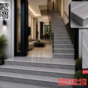 Gạch Đá Cầu Thang 47x120 Vân Xám Đá Ánh Kim Vàng