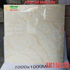 Gạch Đá Đồng Chất TQ 100x100 Nhũ Vàng Ốp Lát Biệt Thự