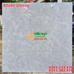 Gạch Đá Ốp Lát 80x80 Vân Xám Giả Đá Bóng Kiếng
