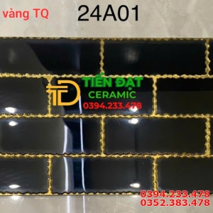 Gạch Đen Khắc Kim 20x40 Ốp Mặt Tiền Bóng Kính