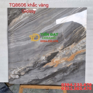 Gạch Đồng Chất TQ 80x80 Khắc Kim Vàng Ốp Lát Nhà Hàng