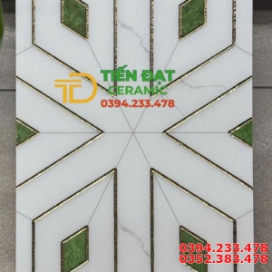 Gạch Ép Kính Nhũ Vàng 30x60 Ô Vuông Xanh Trắng Trang Trí