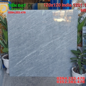Gạch Khổ Lớn 120x120 Lót Phòng Khách Vân Xám Giả Đá