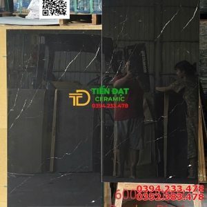 Gạch Khổ Lớn Ấn Độ 60x120 Đen Trắng Bóng Vi Tinh