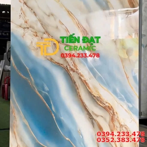 Gạch Khổ Lớn Ốp Lát Biệt Thự 80x160 Xanh Trắng Nhũ Vàng