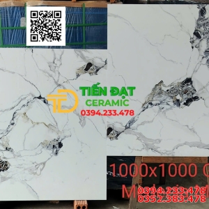 Gạch Khổ Lớn Ốp Mặt Tiền 10x100 Trắng Đen Giả Đá Medecia Marble