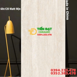 Gạch Khổ Lớn TQ 60x120 Đá Matt Mịn Vân Vàng Kem