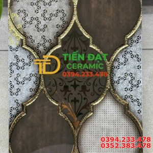 Gạch Kính Cường Lực 30x60 Hoa Văn Khắc Vàng
