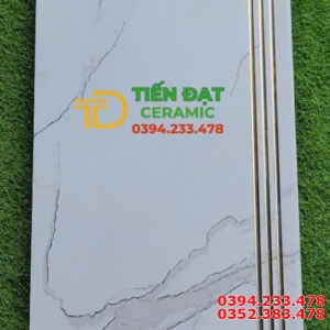 Gạch Lát Bậc Cầu Thang 47x120 Trắng Khắc Kim Vàng Mẫu Mới