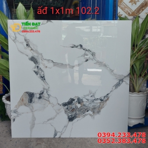 Gạch Lát Nền 100x100 Trắng Giả Đá Vân Đen