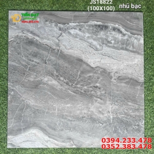 Gạch Lát Nền 100x100 Vân Xám Nhũ Vàng TQ