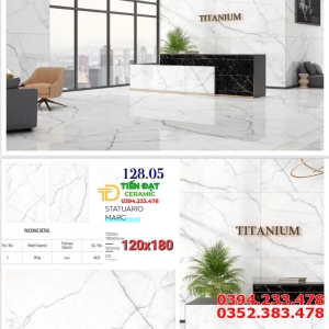 Gạch Lát Nền 120x180 Trắng Vân Khói Ấn Độ