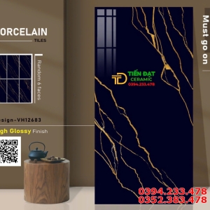 Gạch Lát Nền 60x120 Đá Ốp Mặt Tiền Đen Khắc Kim