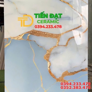 Gạch Lát Nền 80x160 Cao Cấp Xanh Trắng Ánh Vàng