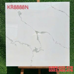 Gạch Lát Nền Bóng Kiếng 80x80 Trắng Vân Mây Đẹp Rẻ