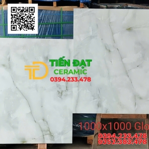 Gạch Lát Nền Cao Cấp 100x100 Trắng Xanh Nhạt Onyx Grao