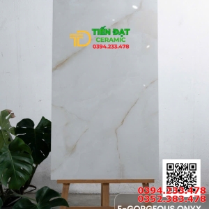 Gạch Lát Nền Phòng Khách 60x120 Ấn Độ Trắng Vân Vàng 