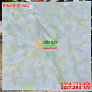 Gạch Lát Nền Phòng Khách 80x80 Vân Xanh Ngọc Thạch 
