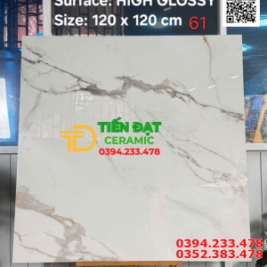Gạch Marble 120x120 Trắng Vân Xám Bóng Kiếng Giá Rẻ HCM
