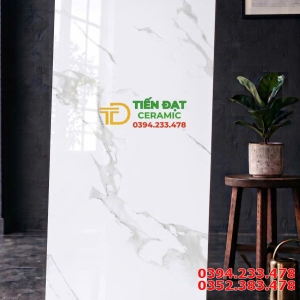 Gạch Marble 60x120 Trắng Vân Bóng Kim Cương Cao Cấp