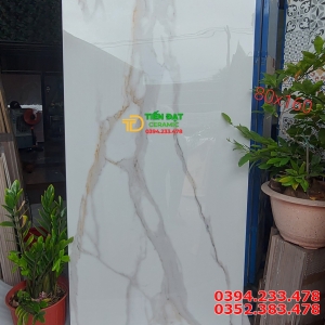 Gạch Marble cao Cấp 80x160 Ốp Tường Trắng Vàng 