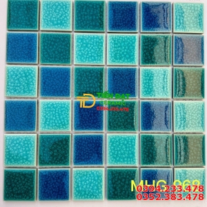 Gạch Mosaic Men Rạn 30x30 Trang Trí Hồ Bơi Mầu Xanh