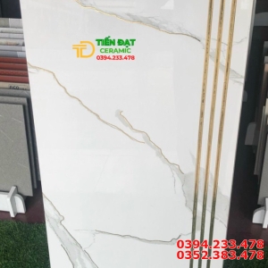 Gạch Nhập Khẩu 47x120 Trắng Vân Khắc Kim