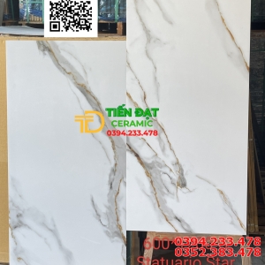 Gạch Nhập Khẩu 60x120 Màu Trắng Khắc Kim Statuario Star