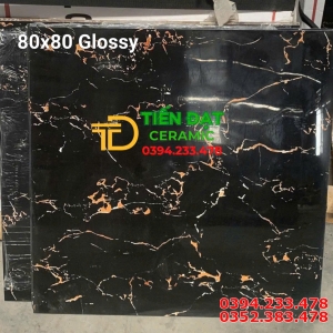 Gạch Nhập Khẩu TQ 80x80 Đen Vân Cam Ốp Chụ Cổng