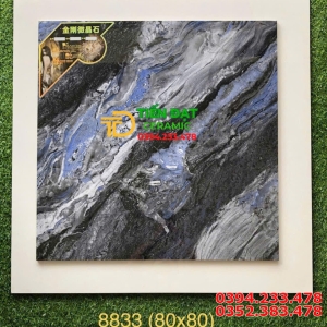 Gạch Nhập Khẩu TQ 80x80 Vân Đen Bóng Ốp Chụ Cổng