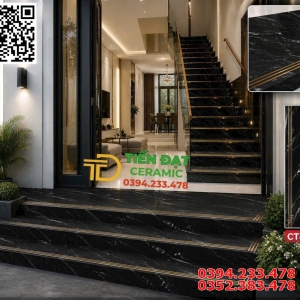 Gạch Nhũ Vàng 47x120 Ốp Cầu Thang Đen Trắng 