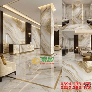Gạch Nhũ Vàng TQ 80x80 Lát Phòng Khách Cao Cấp