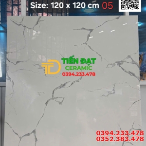 Gạch Ốp Lát 120x120 Trắng Vân Siêu Bóng Vi Tinh 