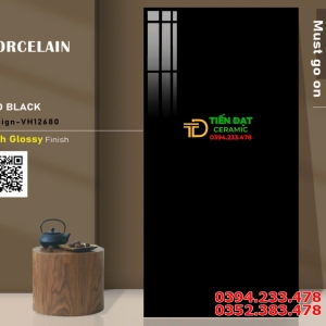 Gạch Ốp Lát 60x120 Đen Siêu Bóng Kim Cương 