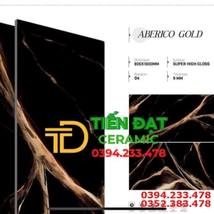 Gạch Ốp Lát 80x160 Khổ Lớn Đen Vân Vàng Bóng Vi Tinh
