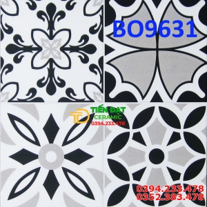 Gạch Ốp Lát Nhà Tắm 30x30 Hoa Văn Trắng Đen 
